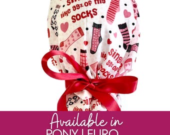 Single on Valentine's Day | Valentine in Pony | Hybrid Euro Scrub cap | Crna | Surgeon | RN | RT  scrub cap