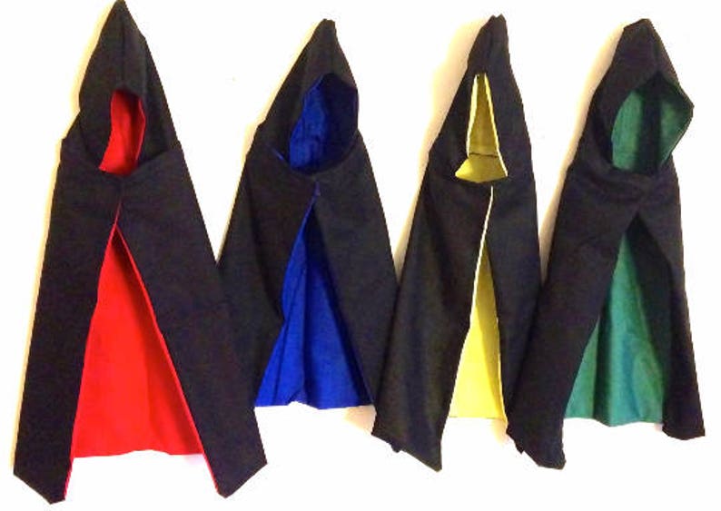 Le Black Wizard & Witch Robes for Dogs and Cat Red, Blue, Yellow, or Green Lining image 2