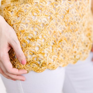 PDF Crochet Pattern Solena Bold Shoulder Crochet Summer Top Lacy One Sleeve image 4