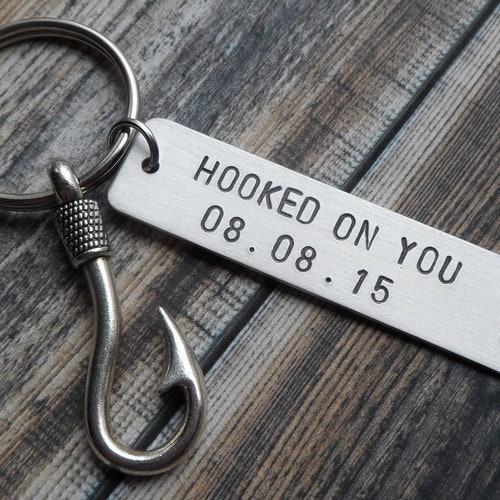 Fish Hook Keychain Couples Keychain Anniversary Gift for Etsy