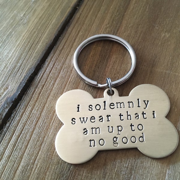 Double Sided Dog ID Tag: "i solemnly swear that i am up to no good"