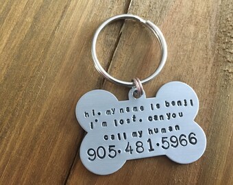 Single Sided Dog ID Tag: "hi my name is... can you call my human"