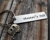 Hand Stamped Keychain quot shitter 39 s full quot - Christmas Gift - Christmas Vacation - Cousin Eddie - RV Shitters Full - PG 14 Keychain - RV Charm
