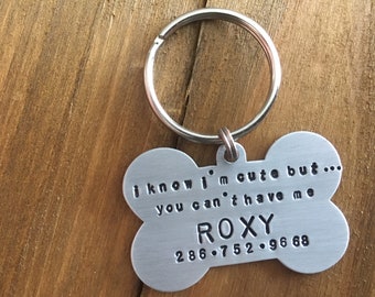 Single Sided Dog ID Tag: "I know i'm cute but..."