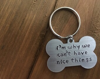Double Sided Dog ID Tag: "I'm why we can't have nice things"