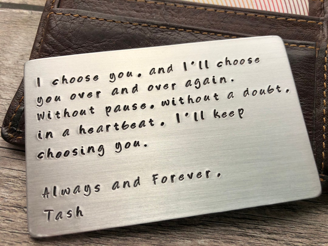 Hand Stamped Wallet Card - Anniversary Gift - Personalized Wallet ...