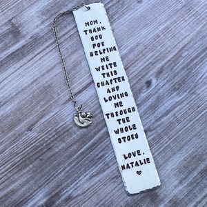 Bookmark Hand Stamped - Thank You Mom - Gift for Mom - Custom Bookmark - Stocking Stuffer - Mothers Day - Birthday Gift - Gift from the kids