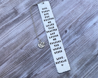 Bookmark Hand Stamped - Thank You Mom - Gift for Mom - Custom Bookmark - Stocking Stuffer - Mothers Day - Birthday Gift - Gift from the kids