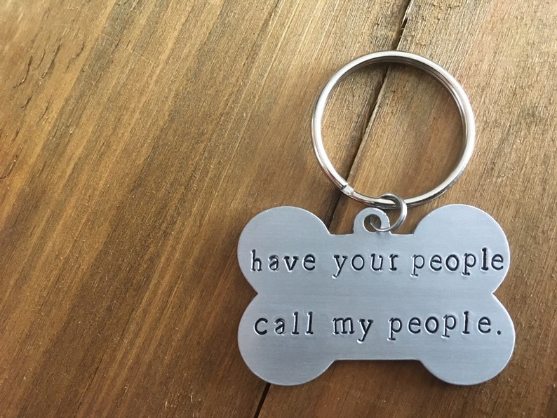 Double Sided Dog ID tag: have your people call my people image 1