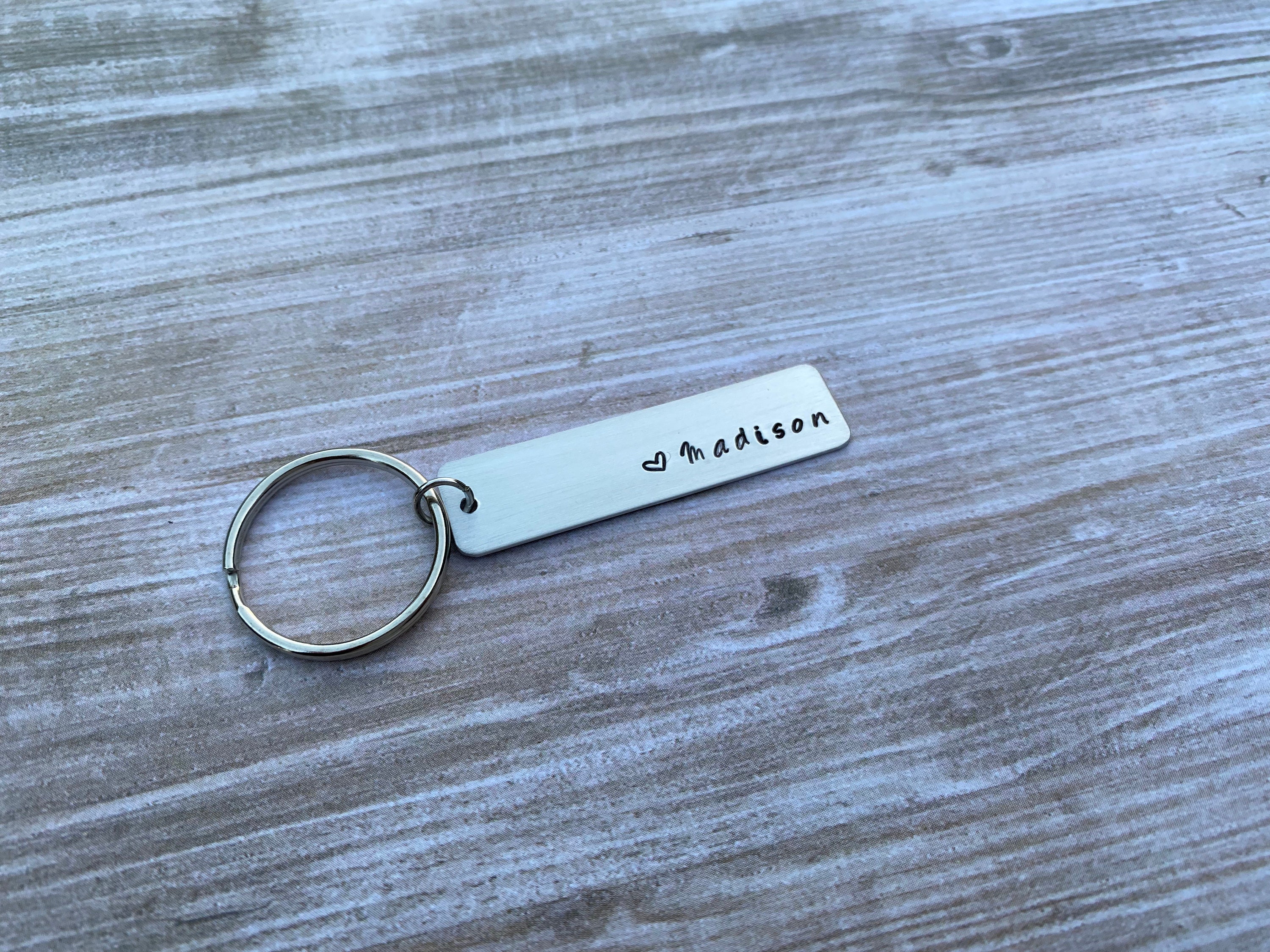 Hand Stamped Keychain - Name - Personalized Keychain - Sentimental Gift ...