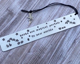 Bookmark Hand Stamped - Books are Magic - Gift for Student - Kid bookmark - Stocking Stuffer - Unique Gift - Birthday Gift - Love to read