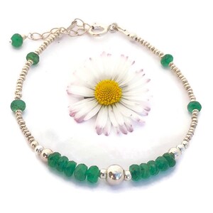 Emerald bracelet, May birthday, May birthstone, sterling silver, stacking bracelet, Emerald jewelry, birthstone bracelet, gift for her