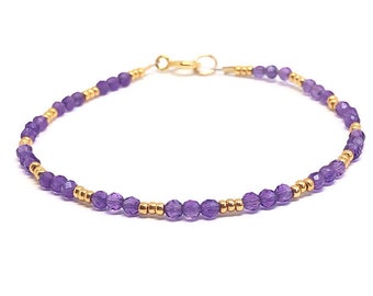 Amethyst bracelet, stacking bracelet, delicate bracelet, February birthstone, birthday gift, Miyuki seed beads, Gemstone jewellery