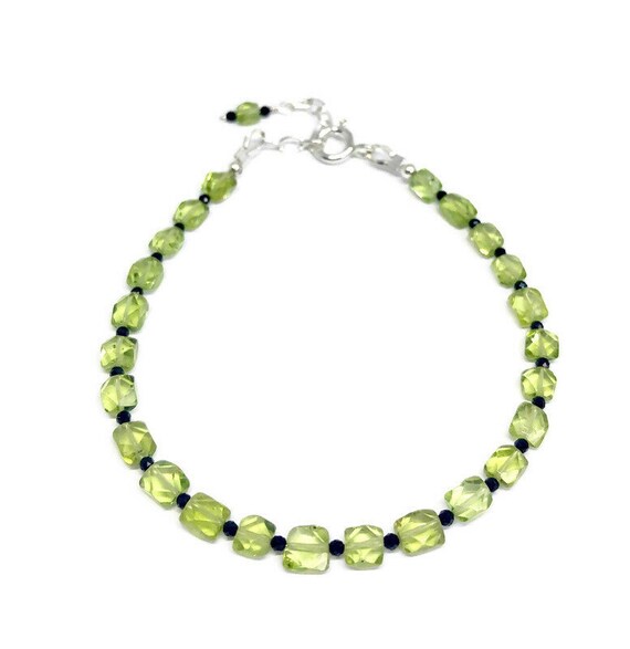 Peridot Bracelet in Gold August Birthstone 16nd anniversary gemstone gift Gift for Her Gift for Him