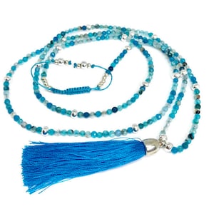 Agate Necklace, Tassel necklace, gift for her, Boho long necklace, blue necklace, summer jewellery, gift for wife, gf gift, wife gift