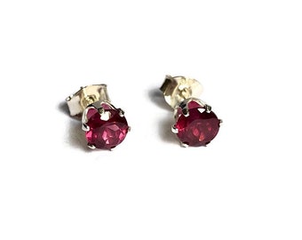 Garnet stud earrings, January birthstone earrings, sterling silver, Garnet jewellery, birthday gift, 5mm stud earrings, wife gift