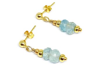 Aquamarine earrings, March birthstone, birthday gift, gift for her, Mother's Day gift, Aquamarine jewellery, Gold Vermeil, drop earrings