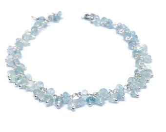 Aquamarine Bracelet, March birthstone, Mum gift, gift for her, wedding anniversary, Aquamarine jewellery, gift for her, gf gift, wife gift