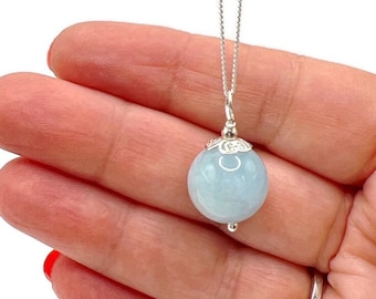 Aquamarine pendant necklace, March birthstone, Aquamarine jewellery, birthday gift, gemstone jewellery, mothers Day gift, wife gift