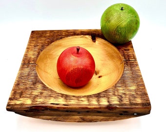 Square Wood Bowl - Repurposed 1850 Brooklyn Wood Platter - Historic NYC Recycled Wood - Functional Art Piece -Upcycled Wood Bowl - Catch All