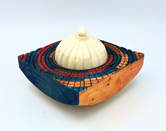 Basket Illusion Vase - Jewelry Keeper - Memory Box - Ring Holder - Artful Storage - Woven Texture - Artisan Woodwork - Keepsake Vessel