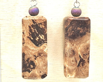 Handmade Maple Burl Wood Earrings - Wood Jewelry -  Fashion Statement - Eco Friendly Jewelry - Modern Accessories - Gift for Her