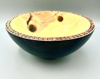 Ash Bowl - Wooden Centerpiece - Colored Pencil Art - Sustainable Tableware - Salad Bowl - Natural Wood Decor- Food Safe - Anniversary Gift