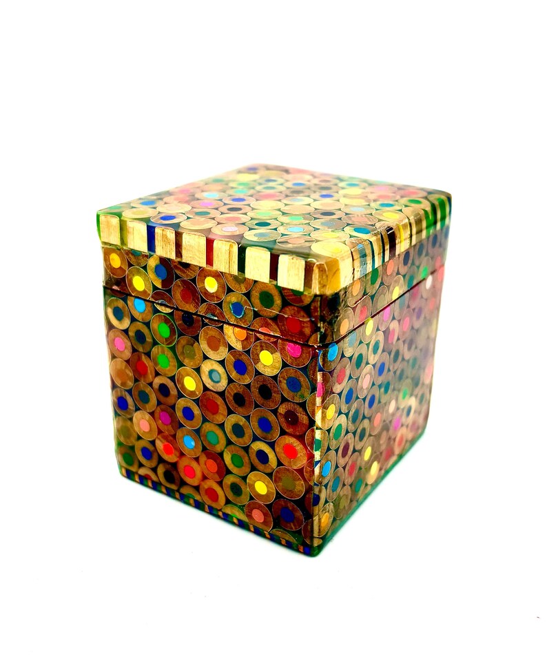 Colorful Ring Box - Colored Pencil Memory Box - Resin Organizer ...