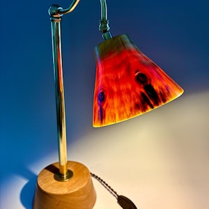 Glowing Norfolk Island Pine Table Lamp - Brass Hardware Accents - LED light