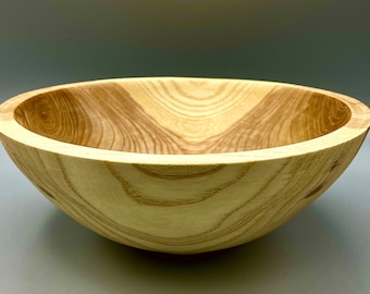 Ash Salad Bowl - Food Safe Kitchenware - Natural Wood Decor - Functional Art - Wooden Centerpiece - Handmade Bowl - Housewarming Gift