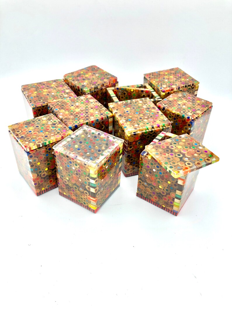 Colorful Ring Box - Colored Pencil Memory Box - Resin Organizer ...