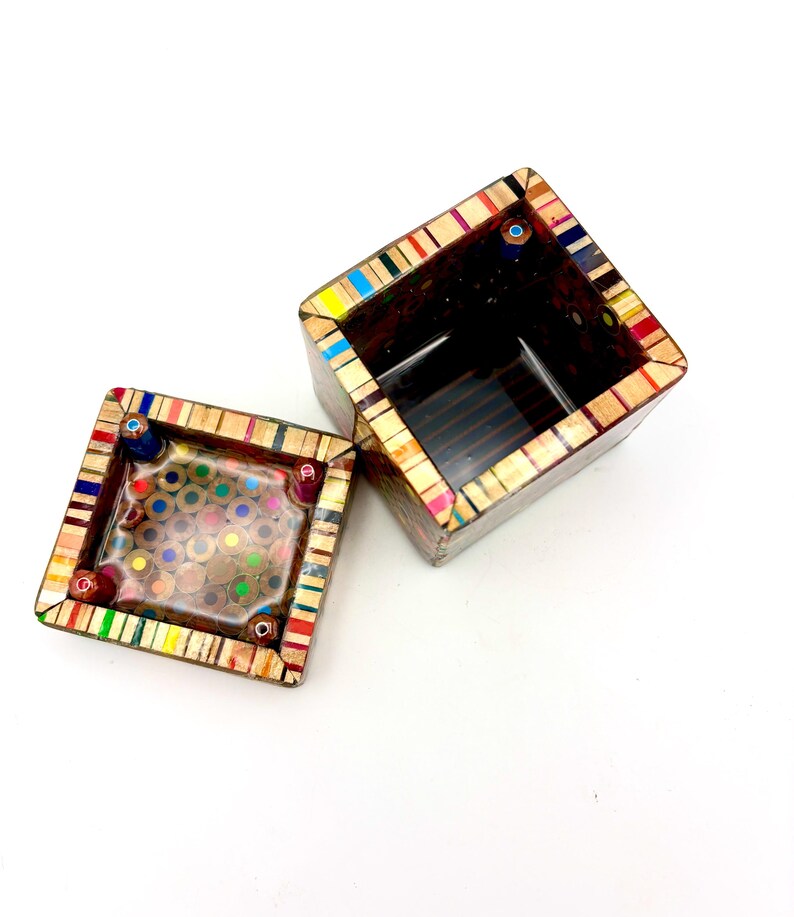 Colorful Ring Box - Colored Pencil Memory Box - Resin Organizer ...