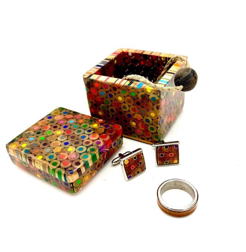 Colorful Ring Box - Colored Pencil Memory Box - Resin Organizer ...