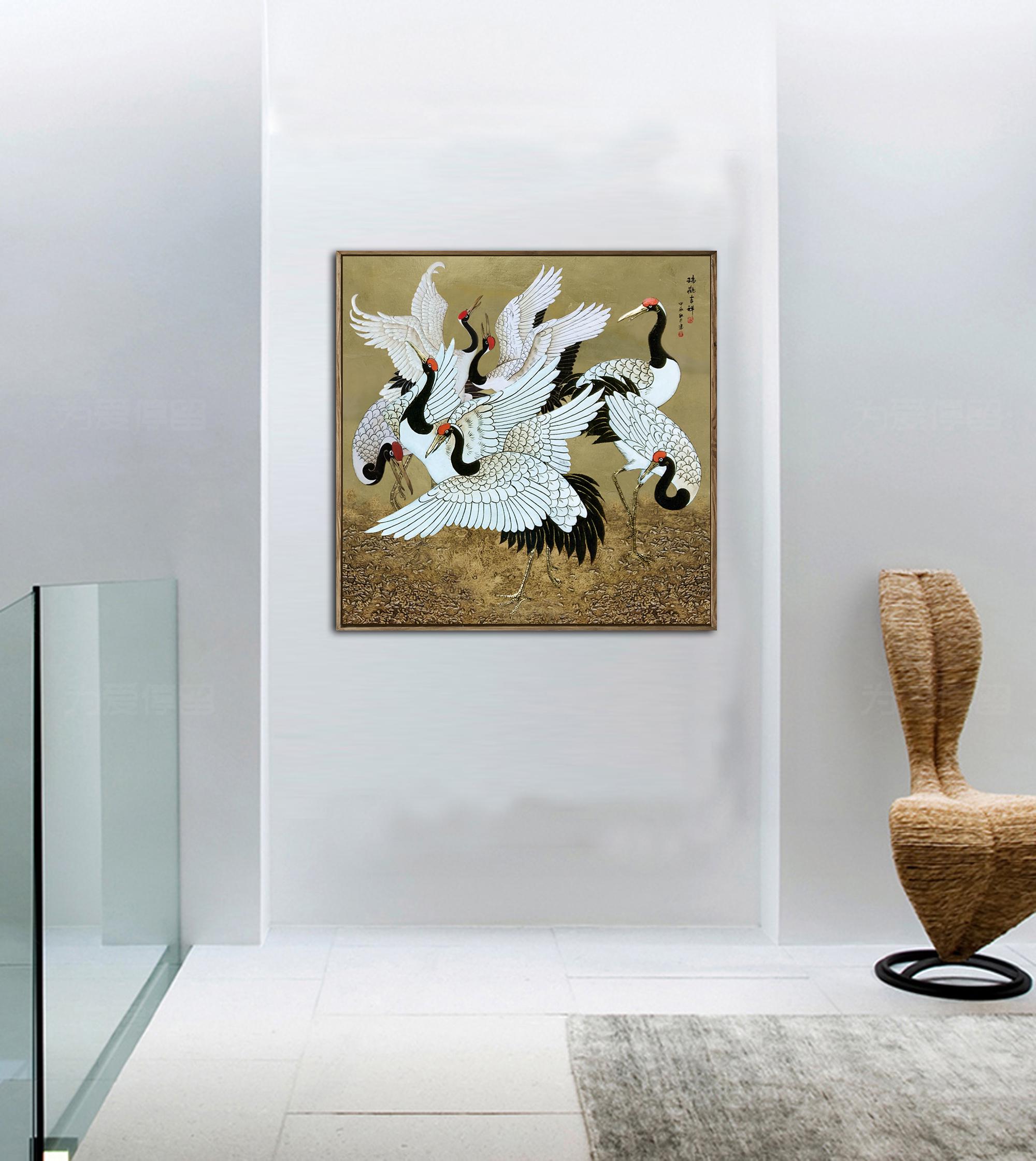 金箔 水彩絵の具 油絵 テクスチャ アート 安心立命 絵画油絵原画