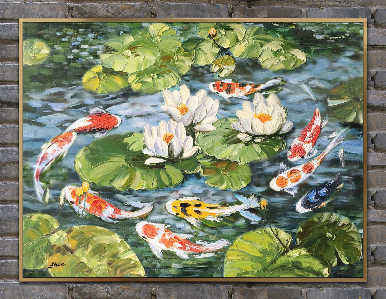 Oil Painting9 Koi Fish Paintingwater Lily Paintingpalette Etsy