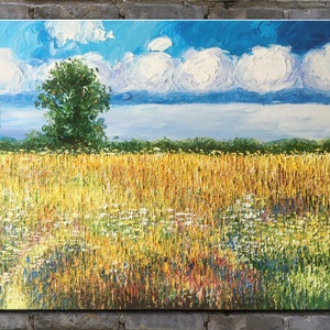 Textured Landscape Oil Painting: Palette Knife Impasto Art (24x32 in)
