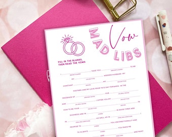 Vœux de mariage de douche nuptiale numérique format A5 Mad Lib Game