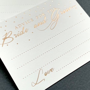 Premium 'conseils pour la mariée et le marié' cartes / notes - Rose Gold (Pk-20 ou 30)