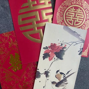 Große chinesische Hochzeit Doppel Glück rote Pakete / Umschläge (Pk von 8)