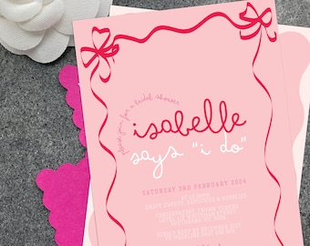 Single sided, Solid Colour Bridal Shower, Kitchen Tea, Bridal Brunch, Bachelorette Party Invitation, Invite: I do