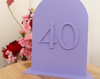 A6 Acrylic hexagon, arch, rectangle table numbers with 3D numbers and stand