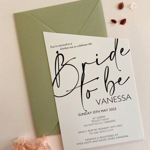 Arched Single sided, Solid Colour Bridal Shower, Kitchen Tea, Bridal Brunch, Bachelorette Party Invitation, Invite: New York