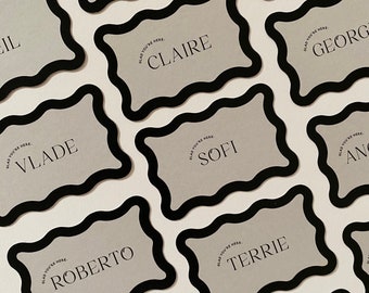 Wave, with Border Single sided wedding, party, birthday, coaster, escort cards, placecards