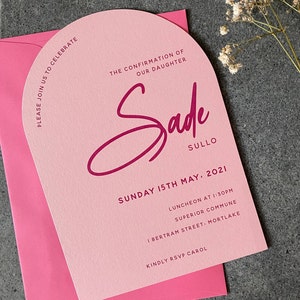 Arched Single sided, Solid Colour Baptism, Confirmation, Christening Party Invitation, Invite: On the right image 1