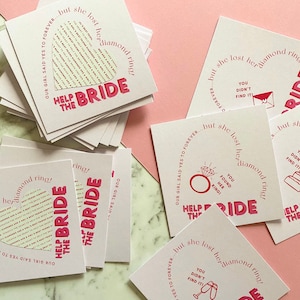 Carte de jeu à gratter, grattez et révélez, aidez la mariée à trouver sa bague de fiançailles !