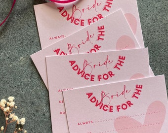 Advice for the Bride cards, bridal shower cards, kitchen tea bride-to-be cards: Valentine