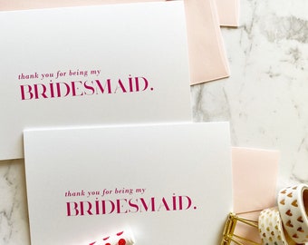 A6 thank you for being my Bridesmaid Greeting Card