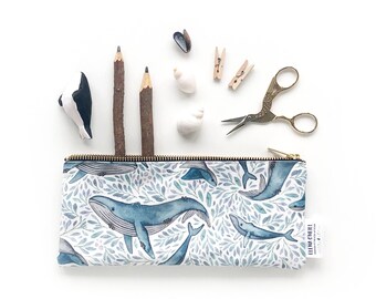 Floral Whale pencil case