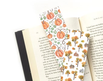 Pumpkins and Autumn Trees Bookmark! (double sided)