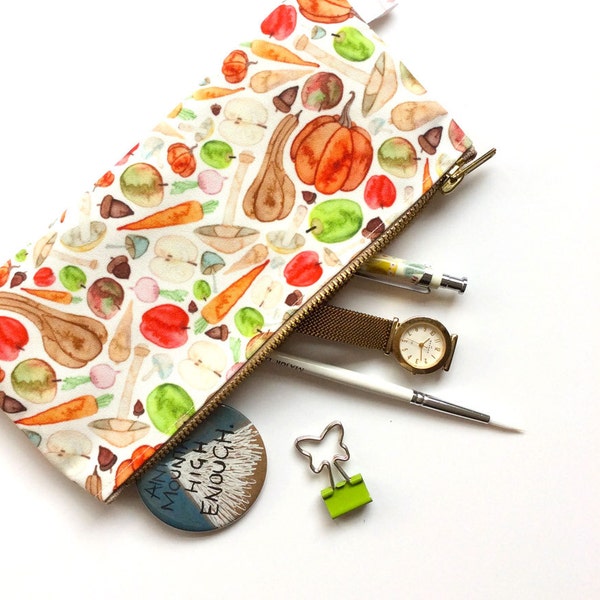 Pencil Case, Food Illustration, Pencil Pouch, Healthy, Pouch, Zipper Pouch, Bag, Cosmetic, pencil bag, cute pencil case, organiser, storage,